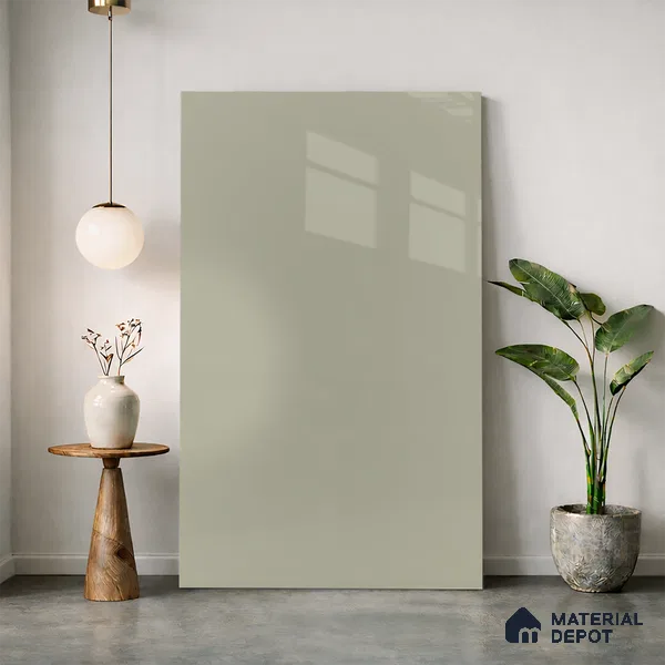 Pale Cream Solid Colors Look LM 24455 8 ft x 4 ft High Gloss Finish Decorative Laminate - 1 mm | Suitable for Living Room, Kitchen, Office