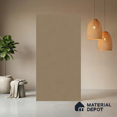 Beige Leather look Ferrero 1E246 ZL Soft Almond Beige 8 ft x 4 ft Zero Leather Finish Decorative Laminate - 1 mm | Matching Rehau Edgeband Code - (75649)