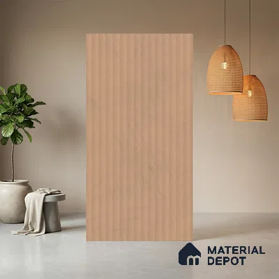 Blush Pink Fluted Solid Color 1E234 PF Blush 8 ft x 4 ft Texture Finish Decorative Laminate - 1 mm | Suitable for TV Unit,Wardrobe, Kitchen Cabinets