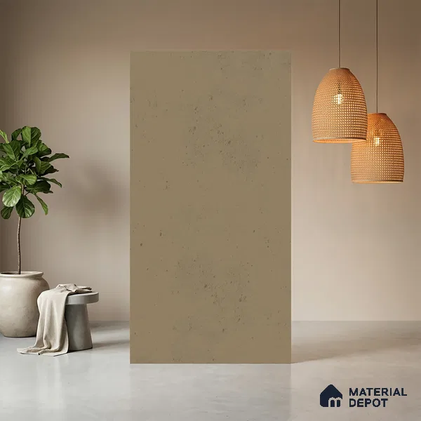 Beige Cement look Ferrero 1E246 CM Soft Almond Beige 8 ft x 4 ft Cemento Finish Decorative Laminate - 1 mm | Matching E3 Edgeband Code - (1046)