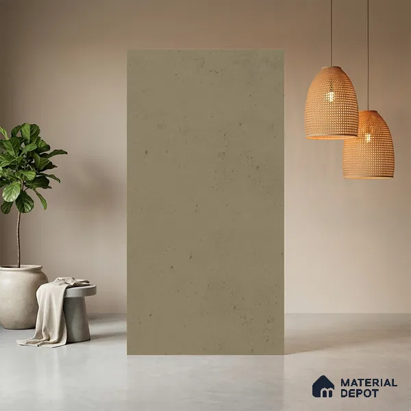 Grey Cement look Ferrero 1E240 CM Muted Sandstone Beige 8 ft x 4 ft Cemento Finish Decorative Laminate - 1 mm | Matching Rehau Edgeband Code - (75746)