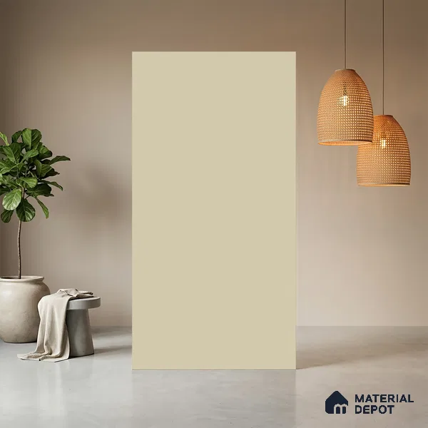 White Solid Colors look Ferrero 1E178 SMT Soft Cream White 8 ft x 4 ft Satin Matt Finish Decorative Laminate - 1 mm | Suitable for Living Room, Kitchen, Office | Matching E3 Edgeband Code - (1002)
