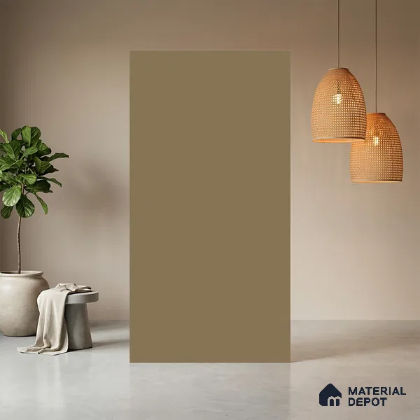Beige Solid Colors look Ferrero 1E208 SMT Warm Sand Beige 8 ft x 4 ft Satin Matt Finish Decorative Laminate - 1 mm | Suitable for Living Room, Kitchen, Office | Matching E3 Edgeband Code - (1113)