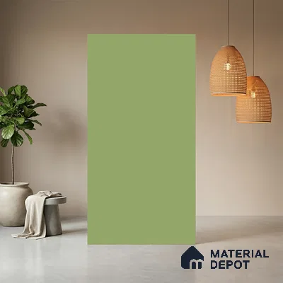Green Solid Colors look Ferrero 1E243 SMT Spring Green 8 ft x 4 ft Satin Matt Finish Decorative Laminate - 1 mm | Suitable for Living Room, Kitchen, Office | Matching E3 Edgeband Code - (1057)