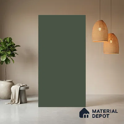 Green Solid Colors look Ferrero 1E236 SMT Olive Green 8 ft x 4 ft Satin Matt Finish Decorative Laminate - 1 mm | Suitable for Living Room, Kitchen, Office | Matching Prism Edgeband Code - (10115)
