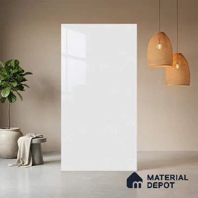 White Sparkle look Ferrero 1E476 HGL Frosty Pearl White 8 ft x 4 ft High Gloss Finish Decorative Laminate - 1 mm | Matching E3 Edgeband Code - (3101)