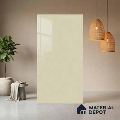 Beige Sparkle look Ferrero 1E480 HGL Blush Tinted White 8 ft x 4 ft High Gloss Finish Decorative Laminate - 1 mm | Matching Prism Edgeband Code - (10101)