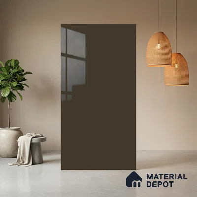 Brown Solid Colors look Ferrero 1E223 HGL Muted Taupe Brown 8 ft x 4 ft High Gloss Finish Decorative Laminate - 1 mm | Suitable for Living Room, Kitchen, Office | Matching E3 Edgeband Code - (1053)