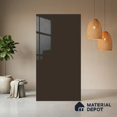 Brown Solid Colors look Ferrero 1E180 HGL Rich Cocoa Brown 8 ft x 4 ft High Gloss Finish Decorative Laminate - 1 mm | Suitable for Living Room, Kitchen, Office | Matching Prism Edgeband Code - (10150 SHGL)