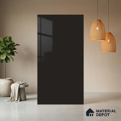 Grey Solid Colors look Ferrero 1E168 HGL Dark Espresso Grey 8 ft x 4 ft High Gloss Finish Decorative Laminate - 1 mm | Suitable for Living Room, Kitchen, Office | Matching Prism Edgeband Code - (10146 SHGL)