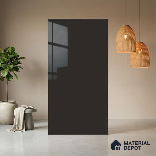 Grey Solid Colors look Ferrero 1E169 HGL Steel Graphite Grey 8 ft x 4 ft High Gloss Finish Decorative Laminate - 1 mm | Suitable for Living Room, Kitchen, Office | Matching E3 Edgeband Code - (1050 HG)