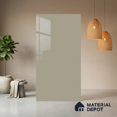 Grey Solid Colors look Ferrero 1E162 HGL Frosted Silver Grey 8 ft x 4 ft High Gloss Finish Decorative Laminate - 1 mm | Suitable for Living Room, Kitchen, Office | Matching E3 Edgeband Code - (1054 HG)