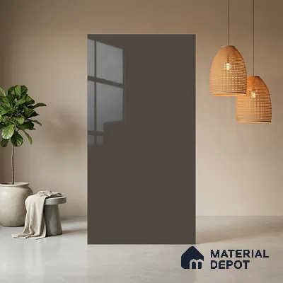 Grey Solid Colors look Ferrero 1E219 HGL Deep Slate Grey 8 ft x 4 ft High Gloss Finish Decorative Laminate - 1 mm | Suitable for Living Room, Kitchen, Office | Matching E3 Edgeband Code - (1049 HG)
