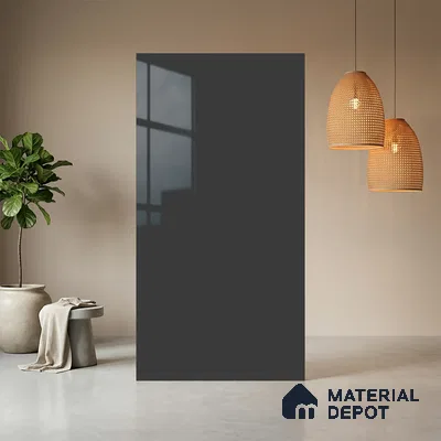 Grey Solid Colors look Ferrero 1E187 HGL Smoky Amethyst Blue 8 ft x 4 ft High Gloss Finish Decorative Laminate - 1 mm | Suitable for Living Room, Kitchen, Office | Matching E3 Edgeband Code - (1036)