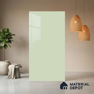 Blue Solid Colors look Ferrero 1E172 HGL Frosted Mint 8 ft x 4 ft High Gloss Finish Decorative Laminate - 1 mm | Suitable for Living Room, Kitchen, Office | Matching E3 Edgeband Code - (1028)