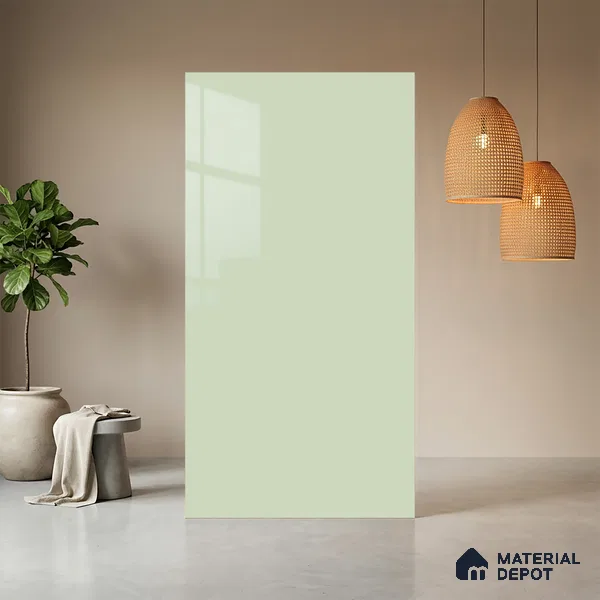 Blue Solid Colors look Ferrero 1E172 HGL Frosted Mint 8 ft x 4 ft High Gloss Finish Decorative Laminate - 1 mm | Suitable for Living Room, Kitchen, Office | Matching E3 Edgeband Code - (1028)