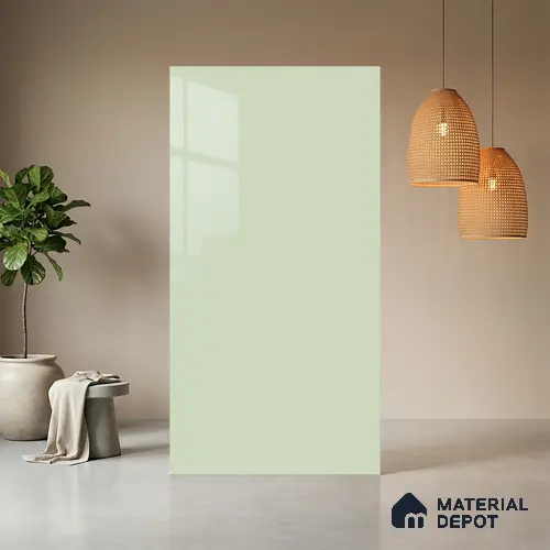 Blue Solid Colors look Ferrero 1E172 HGL Frosted Mint 8 ft x 4 ft High Gloss Finish Decorative Laminate - 1 mm | Suitable for Living Room, Kitchen, Office | Matching E3 Edgeband Code - (1028)