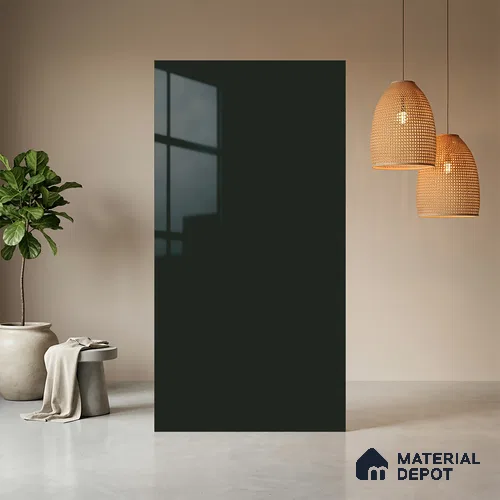 Green Solid Colors look Ferrero 1E209 HGL Charcoal Green 8 ft x 4 ft High Gloss Finish Decorative Laminate - 1 mm | Suitable for Living Room, Kitchen, Office | Matching Square One Edgeband Code - (2024)