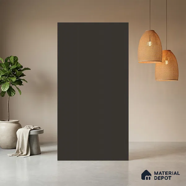 Charcoal Black Fluted Solid Color Look WMF 504 8 ft x 4 ft Texture Finish Decorative Laminate - 1 mm | Suitable for TV Unit, Wardrobe, Kitchen Cabinets