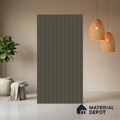 Slate Brown Fluted Solid Color Look WFT 907 8 ft x 4 ft Texture Finish Decorative Laminate - 1 mm | Suitable for TV Unit, Wardrobe, Kitchen Cabinets