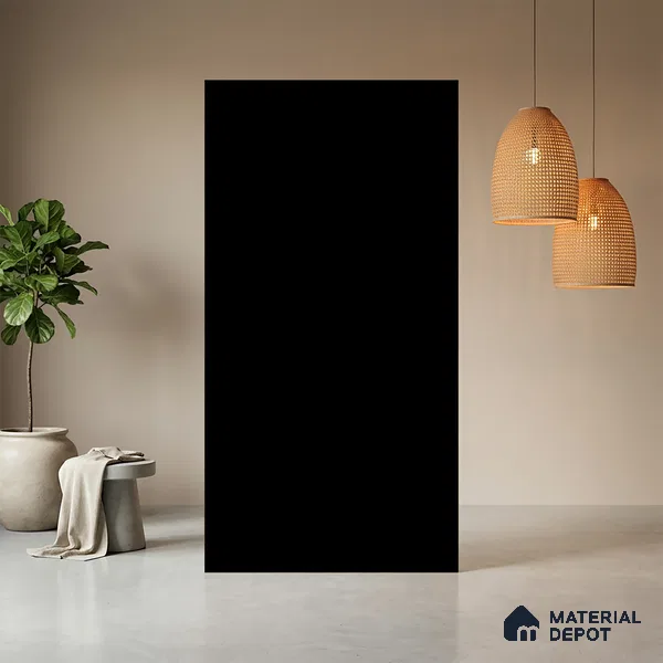 Black Solid Colors Look SMT 953 8 ft x 4 ft Super Matte Finish Decorative Laminate - 1 mm | Suitable for Living Room, Kitchen, Office