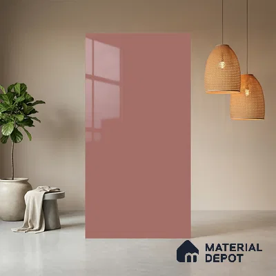 Rosewood Pink Solid Colors Look HG 909 8 ft x 4 ft High Gloss Finish Decorative Laminate - 1 mm | Suitable for Living Room, Kitchen, Office