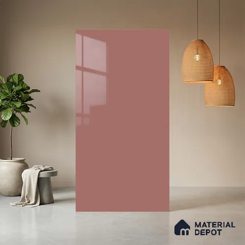 Rosewood Pink Solid Colors Look HG 909 8 ft x 4 ft High Gloss Finish Decorative Laminate - 1 mm | Suitable for Living Room, Kitchen, Office