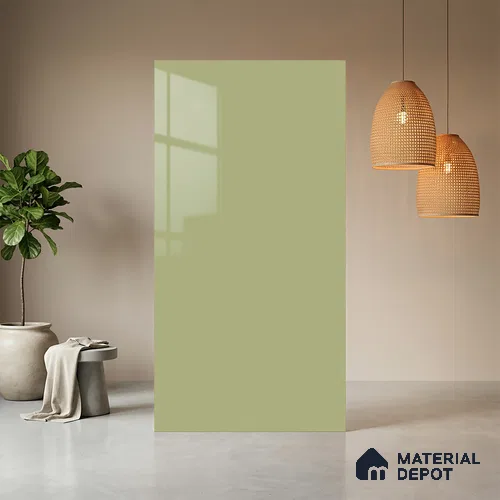 Pistachio Green Solid Colors Look HG 929 8 ft x 4 ft High Gloss Finish Decorative Laminate - 1 mm | Suitable for Living Room, Kitchen, Office