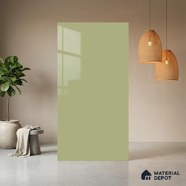 Pistachio Green Solid Colors Look HG 929 8 ft x 4 ft High Gloss Finish Decorative Laminate - 1 mm | Suitable for Living Room, Kitchen, Office