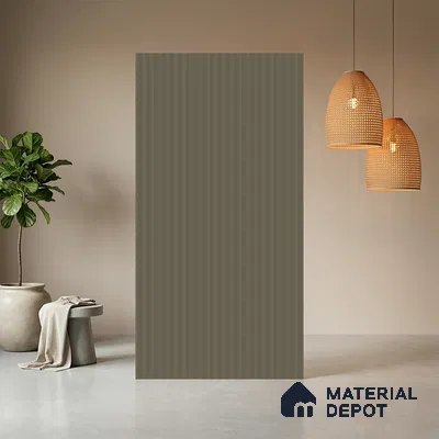 Olive Grey Fluted Solid Color Look BB 509 8 ft x 4 ft Texture Finish Decorative Laminate - 1 mm | Suitable for TV Unit, Wardrobe, Kitchen Cabinets