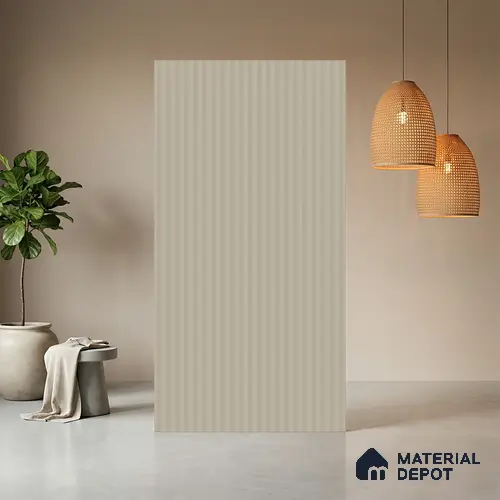 Sandy Beige Fluted Solid Color Look BB 507 8 ft x 4 ft Texture Finish Decorative Laminate - 1 mm | Suitable for TV Unit, Wardrobe, Kitchen Cabinets