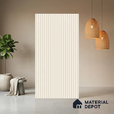 Pearly White Fluted Solid Color Look BB 506 8 ft x 4 ft Texture Finish Decorative Laminate - 1 mm | Suitable for TV Unit, Wardrobe, Kitchen Cabinets