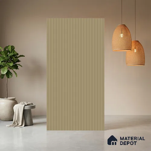 Ivory Beige Fluted Solid Color Look BB 513 8 ft x 4 ft Texture Finish Decorative Laminate - 1 mm | Suitable for TV Unit, Wardrobe, Kitchen Cabinets
