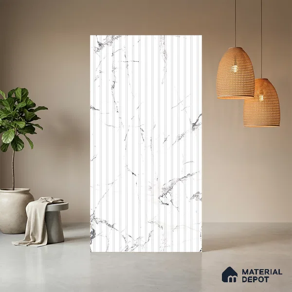 Marble Fluted LM 01848 8 ft x 4 ft Matte Finish Decorative Laminate - 1 mm | Suitable for TV Unit,Wardrobe, Kitchen Cabinets