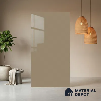 Beige Solid Colors Look LM 01927 8 ft x 4 ft Glossy Finish Decorative Laminate - 1 mm | Suitable for Living Room, Kitchen, Office