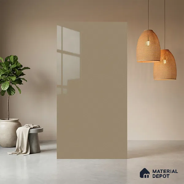 Beige Solid Colors Look LM 01927 8 ft x 4 ft Glossy Finish Decorative Laminate - 1 mm | Suitable for Living Room, Kitchen, Office