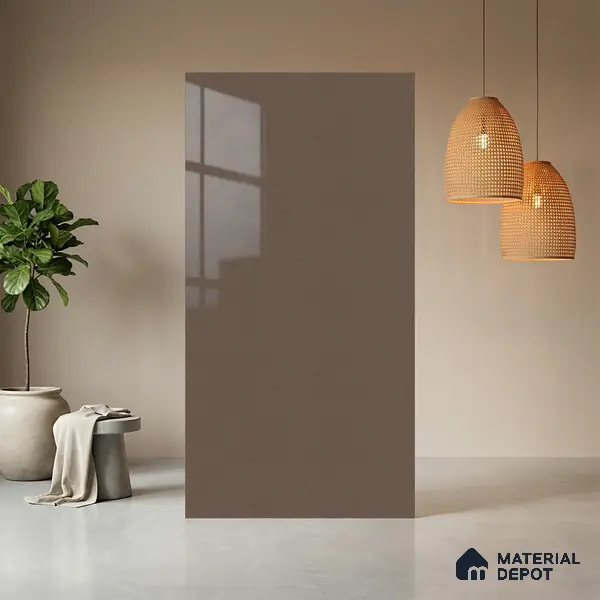 Cappuccino Brown Solid Colors Look LM 01933 8 ft x 4 ft Glossy Finish Decorative Laminate - 1 mm | Suitable for Living Room, Kitchen, Office