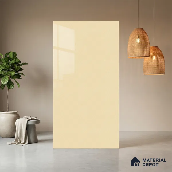 White Solid Colors Look LM 10864 8 ft x 4 ft Glossy Finish Decorative Laminate - 1 mm | Suitable for Living Room, Kitchen, Office