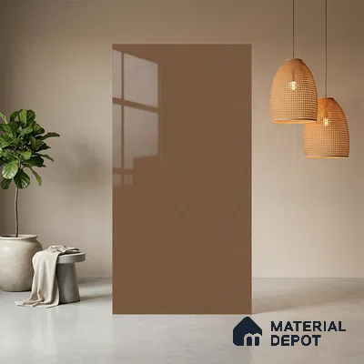 Chocolate Brown Solid Colors Look LM 10865 8 ft x 4 ft Glossy Finish Decorative Laminate - 1 mm | Suitable for Living Room, Kitchen, Office