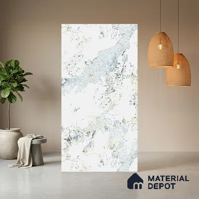 White Marble Look LM 10878 8 ft x 4 ft Texture Finish Decorative Laminate - 1 mm | Suitable for TV Unit, Wardrobe, Kitchen Cabinets