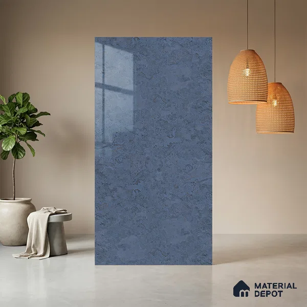 Grey Marble Look LM 10889 8 ft x 4 ft Glossy Finish Decorative Laminate - 1 mm | Suitable for TV Unit, Wardrobe, Kitchen Cabinets