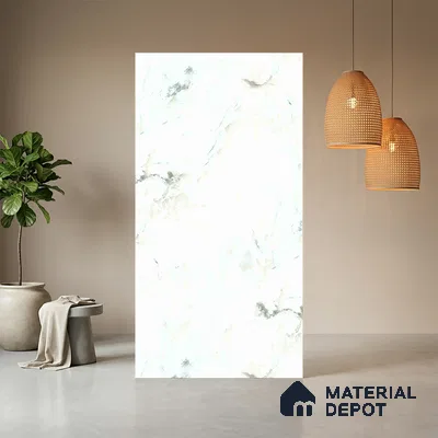 White Marble Look LM 10893 8 ft x 4 ft Texture Finish Decorative Laminate - 1 mm | Suitable for TV Unit, Wardrobe, Kitchen Cabinets