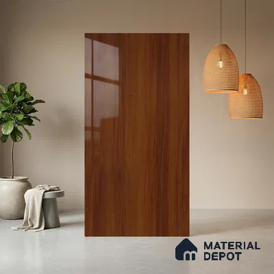 Wooden Look LM 10952 Red Teak 8 ft x 4 ft Glossy Finish Decorative Laminate - 1 mm | Suitable for TV Unit, Wardrobe, Kitchen Cabinets