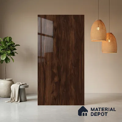 Wooden Look LM 10955 Myrtle Tuscan 8 ft x 4 ft Glossy Finish Decorative Laminate - 1 mm | Suitable for TV Unit, Wardrobe, Kitchen Cabinets