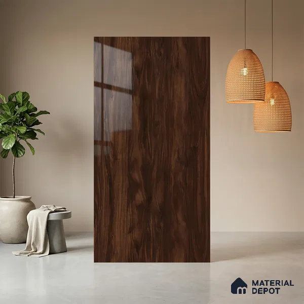 Wooden Look LM 10955 Myrtle Tuscan 8 ft x 4 ft Glossy Finish Decorative Laminate - 1 mm | Suitable for TV Unit, Wardrobe, Kitchen Cabinets