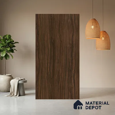 Wooden Look LM 10974 Lyon Walnut 8 ft x 4 ft Suede Finish Decorative Laminate - 1 mm | Suitable for TV Unit, Wardrobe, Kitchen Cabinets