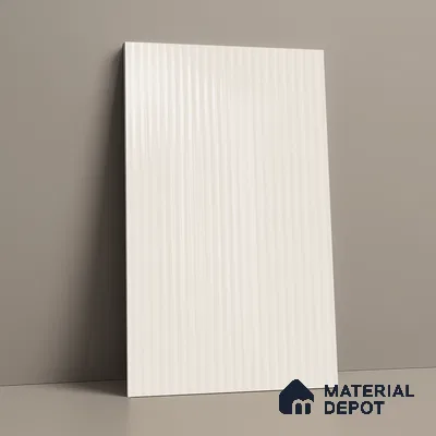Off White Fluted Solid Color LM 21051 B Off Finish 8 ft x 4 ft Glossy Finish Decorative Laminate - 1 mm | Suitable for TV Unit,Wardrobe, Kitchen Cabinets