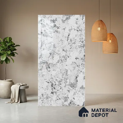 Grey Marble Look LM 20987 8 ft x 4 ft High Gloss Finish Decorative Laminate - 1 mm | Suitable for TV Unit, Wardrobe, Kitchen Cabinets