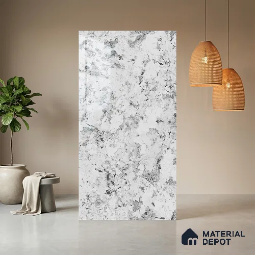 Grey Marble Look LM 20987 8 ft x 4 ft High Gloss Finish Decorative Laminate - 1 mm | Suitable for TV Unit, Wardrobe, Kitchen Cabinets