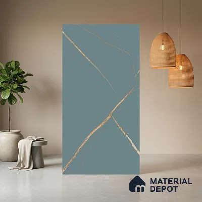 Blue Marble Look LM 20989 8 ft x 4 ft Matte Finish Decorative Laminate - 1 mm | Suitable for TV Unit, Wardrobe, Kitchen Cabinets